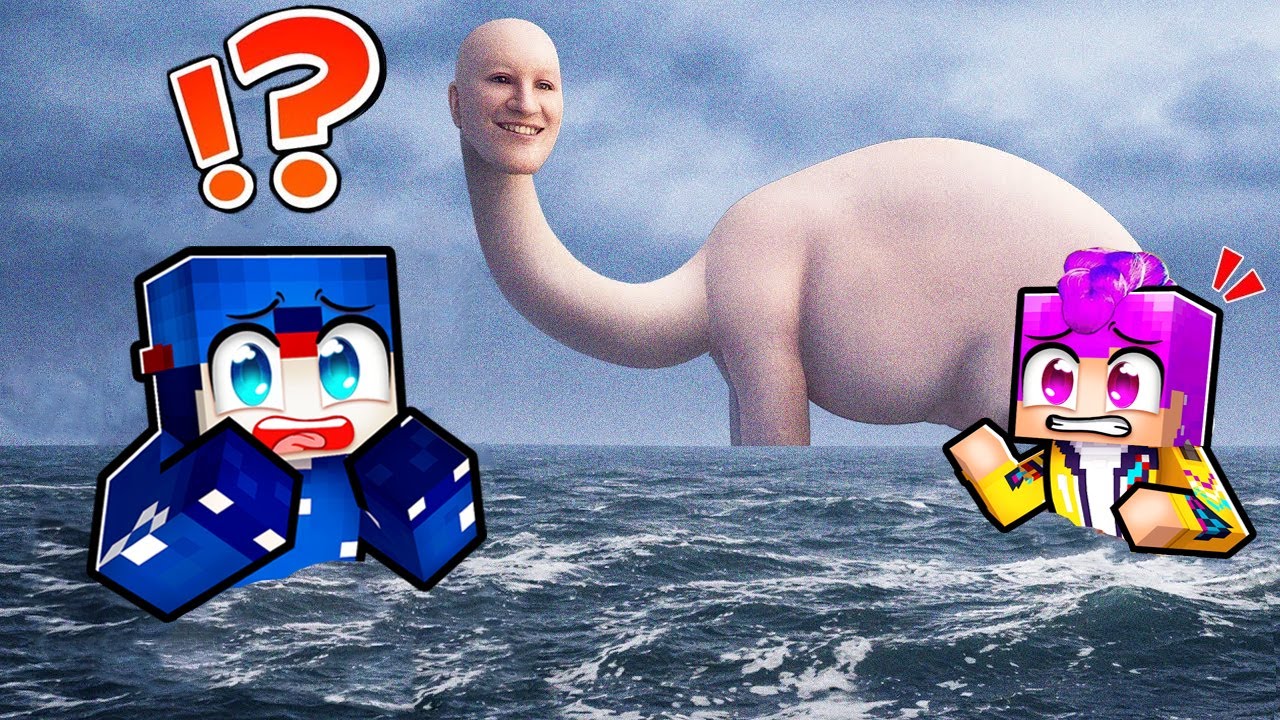 NOUS AVONS NAGÉ TROP LOIN DANS L'OCÉAN SUR MINECRAFT.. Human Head Sea Monster