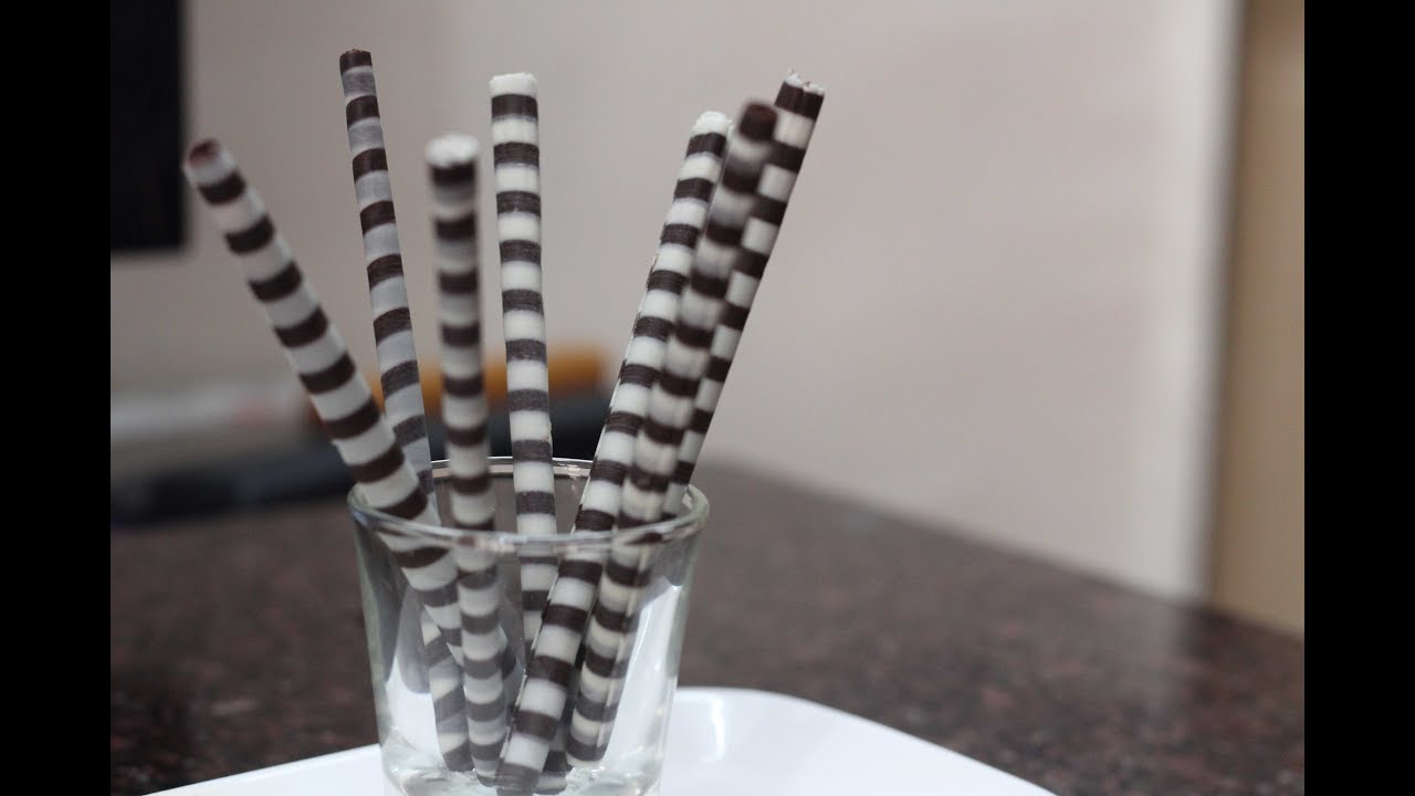 How to make chocolate designs @home - chocolate cigarettes -  part 4