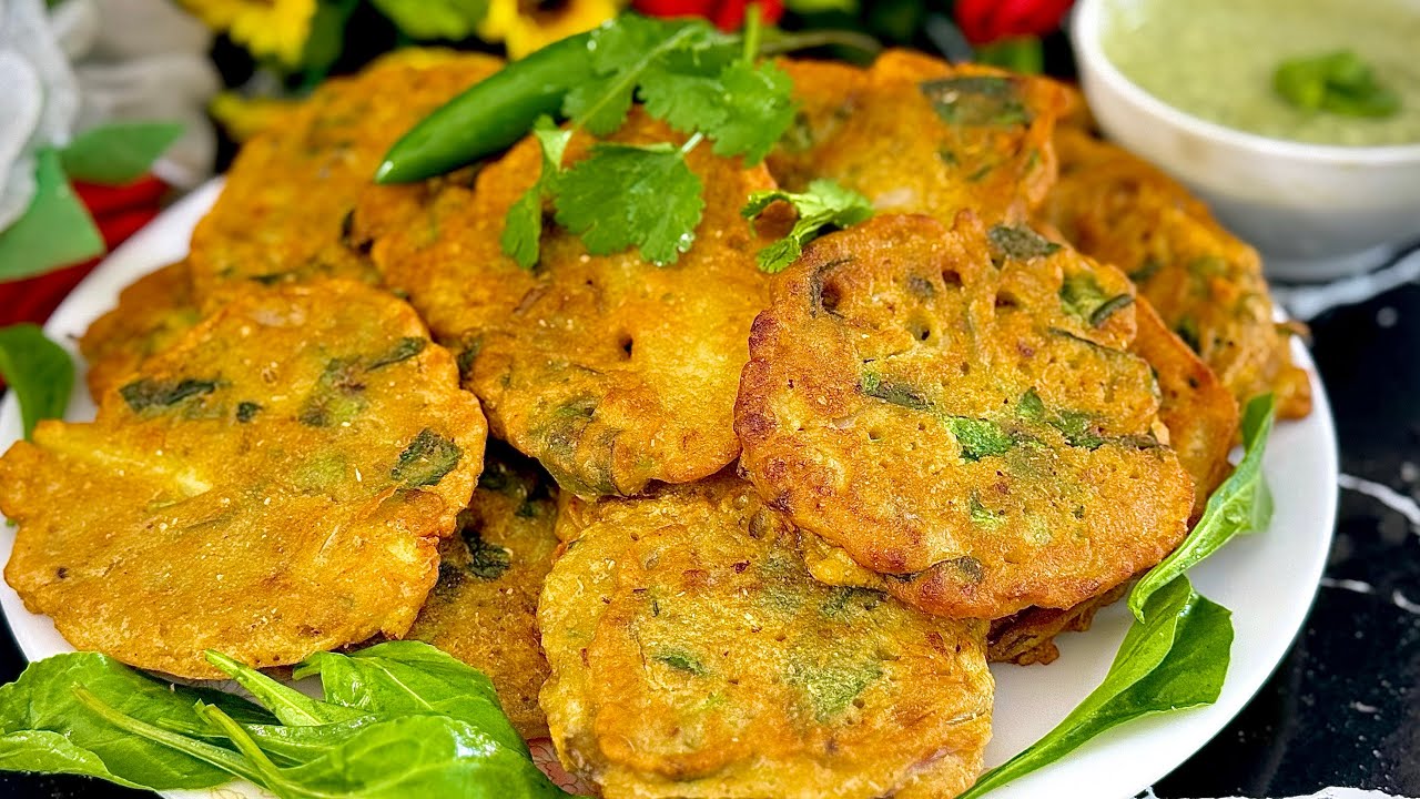 Pan-fried Kebab style Palak k Pakoray 🥬 | Shallow fried Potato Spinach Fritters