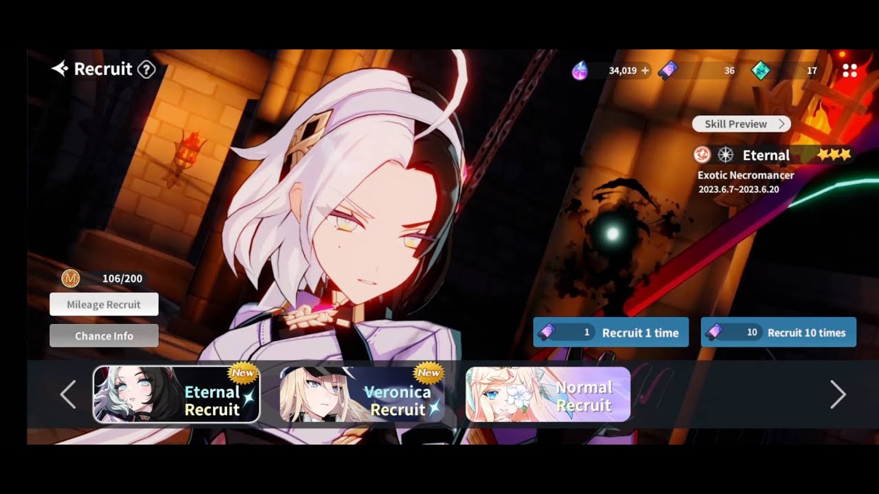 Outerplane | Gacha Pull [Eternal] And [Veronica] Recruit Rate Up Banner
