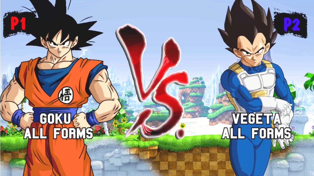 Goku all forms & Goku SS4 VS Vegeta all forms & Vegeta SSJ4 I Sonic Battle JUS MUGEN v4