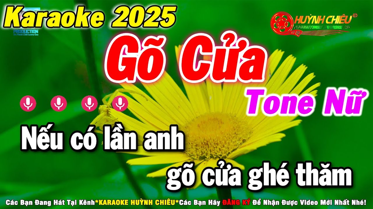 Karaoke Gõ Cửa Tone Nữ Nhạc Sống || Karaoke Huỳnh Chiêu