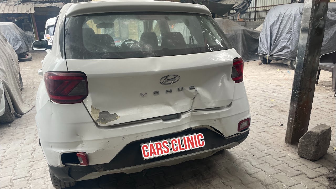 Hyundai Venue Back Side Body Repair Process | Venue Denting painting process | cars clinic