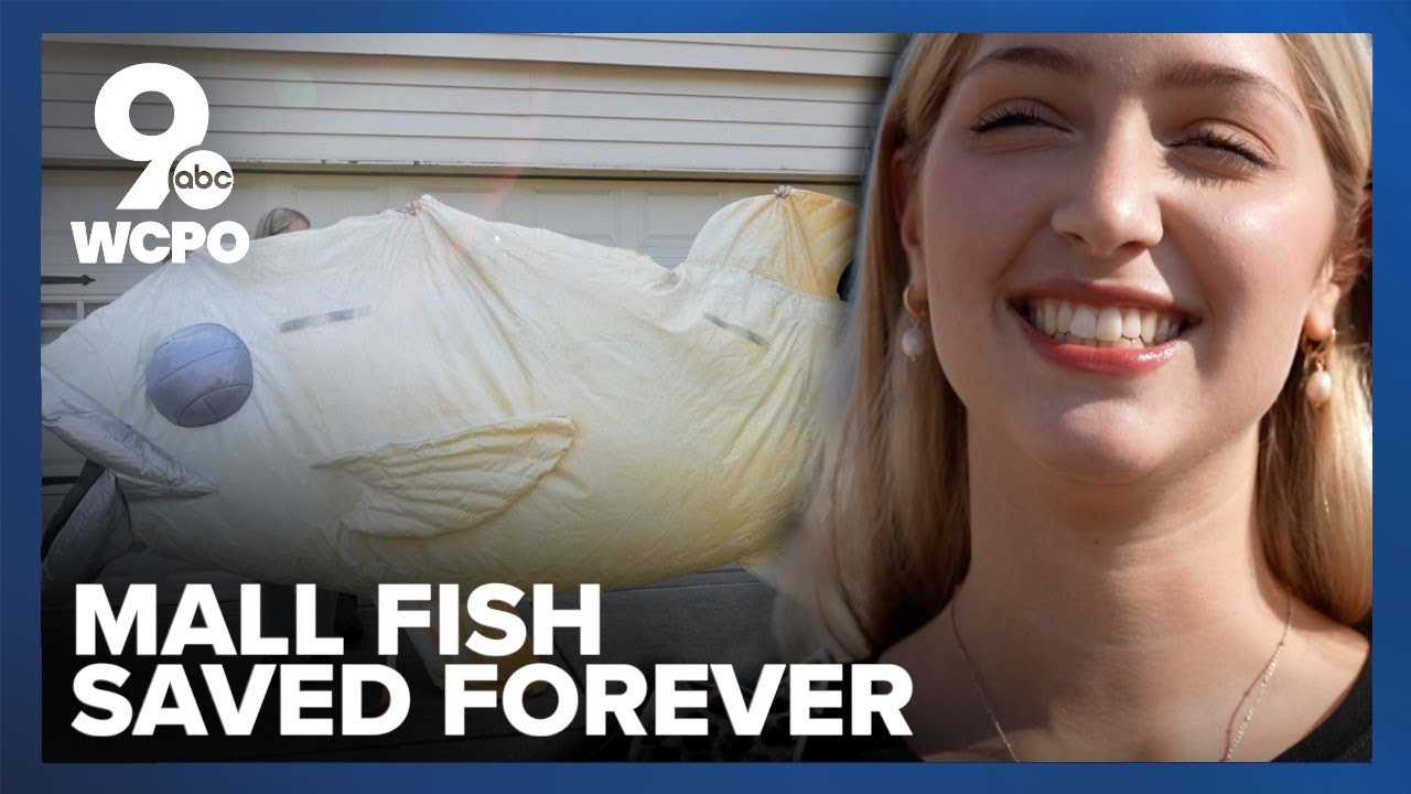 Woman saves giant inflatable fish from closed mall
