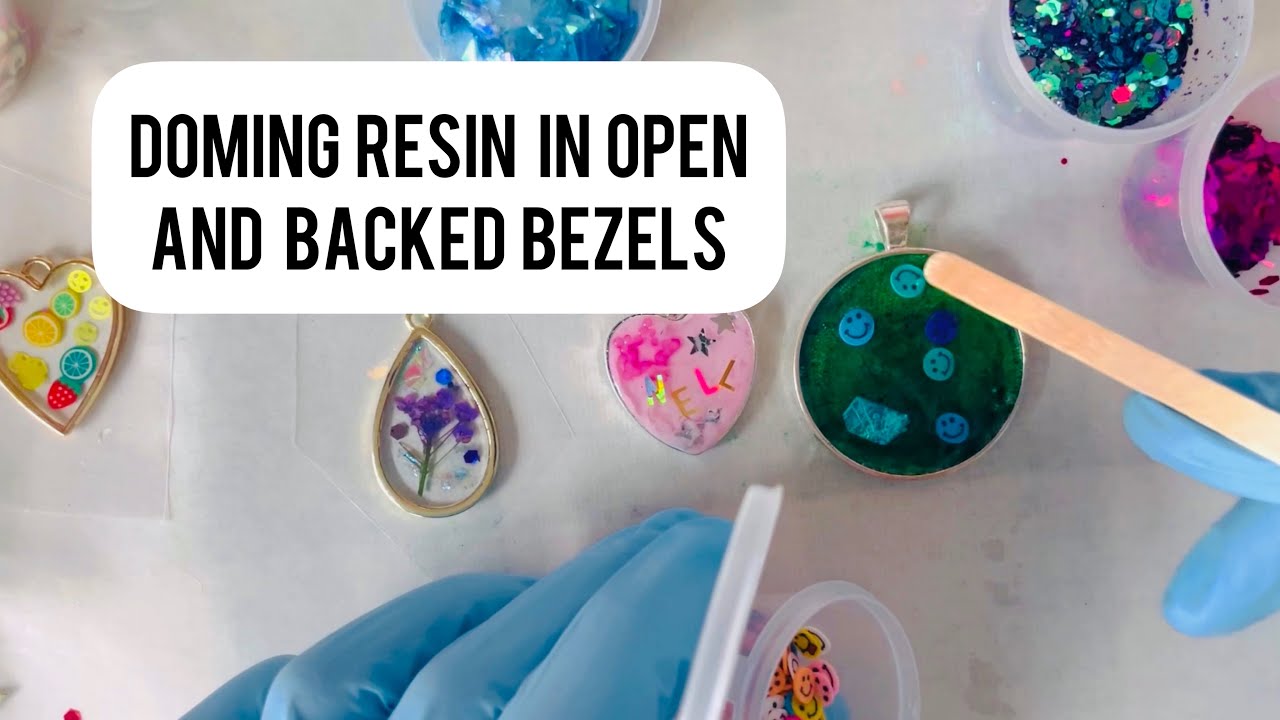 Doming resin in open and backed bezels making pendants and a keyring, a how to tutorial 🙌