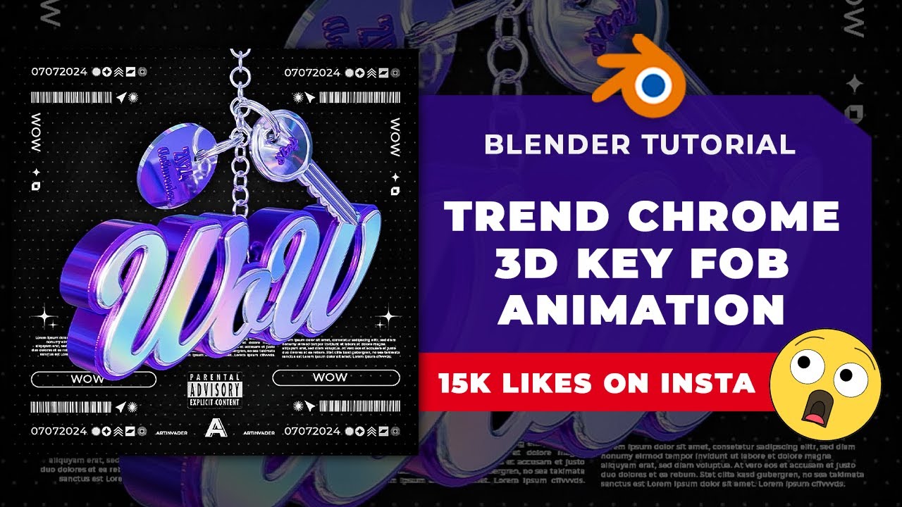 🤯 OVER 15K LIKES 🤯 ✨🔑 3D KEYCHAIN POSTER ANIMATION LIKE GRAFIKONELU 🔑✨  - BLENDER TUTORIAL