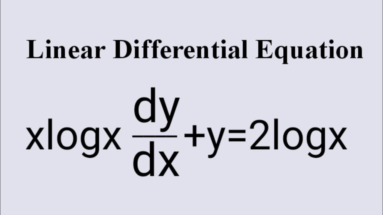 xlogxdy/dx+y=2logx #ЛинейноеУравнениеL626 @MathsPulseChinnaiahKalpana