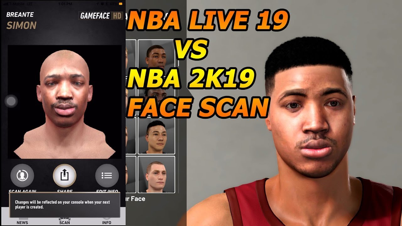 NBA LIVE 19 FACE SCAN VS NBA 2K19 FACE SCAN  (PS4)