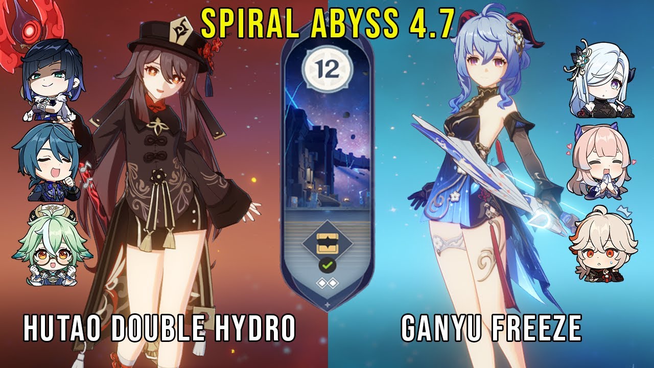 C1 Hutao Double Hydro and C0 Ganyu Freeze | Genshin Impact Abyss 4.7 Floor 12 9 Stars