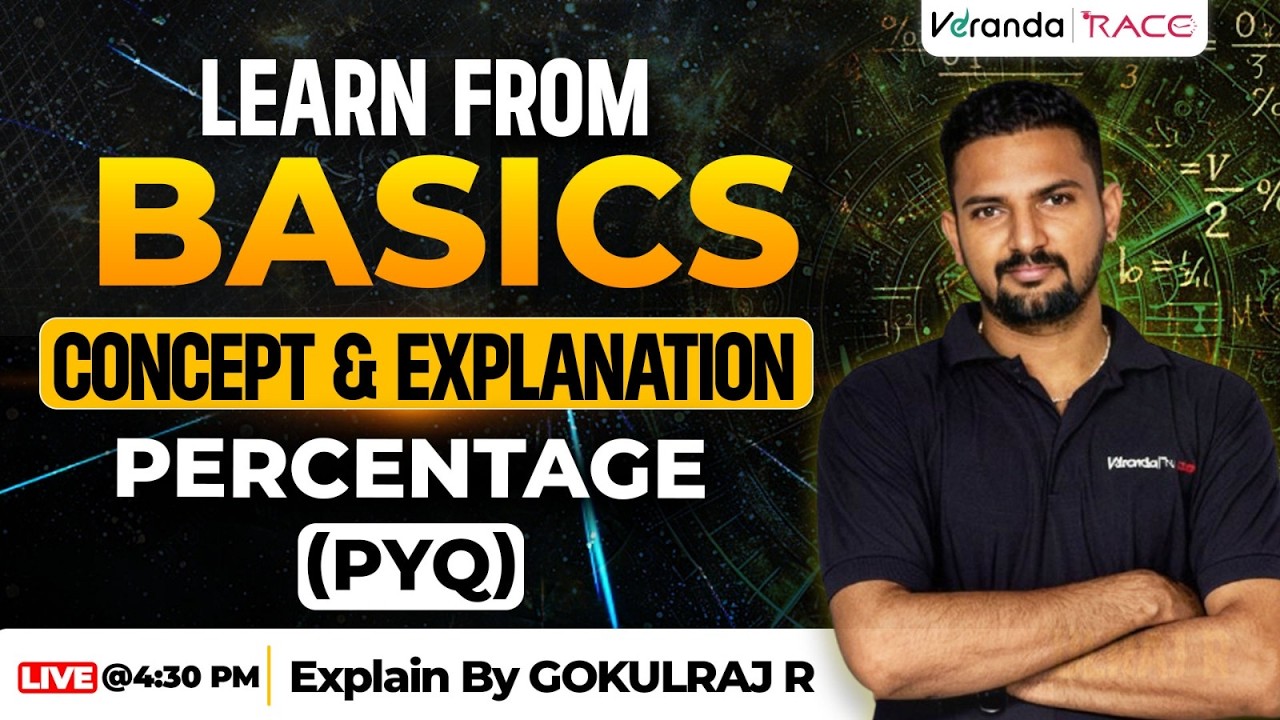 LEARN FROM BASICS | CONCEPT & EXPLANATION | PERCENTAGE (PYQ) | BY GOKULRAJ R SIR