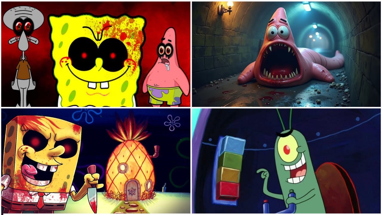 SpongeBob SquarePants vs Patrick Star vs Squidward Tentacles vs Plankton Tiles hop