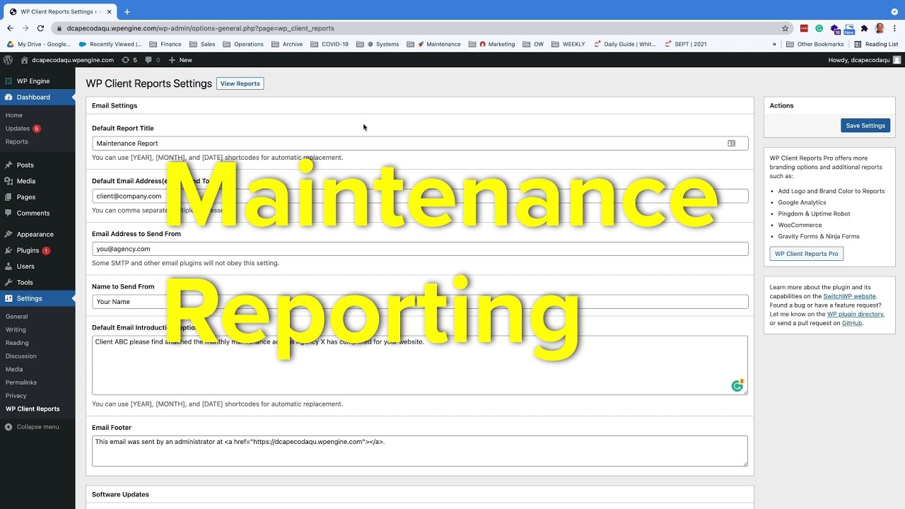 WordPress Maintenance Reporting