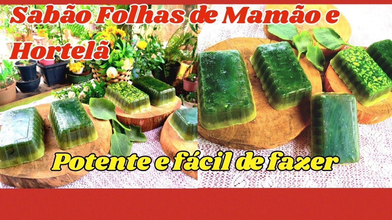 🔴SABÃO EM BARRA GLICERINADO DE MAMÃO E HORTELÃ 🌿E SODA MEGA POTENTE