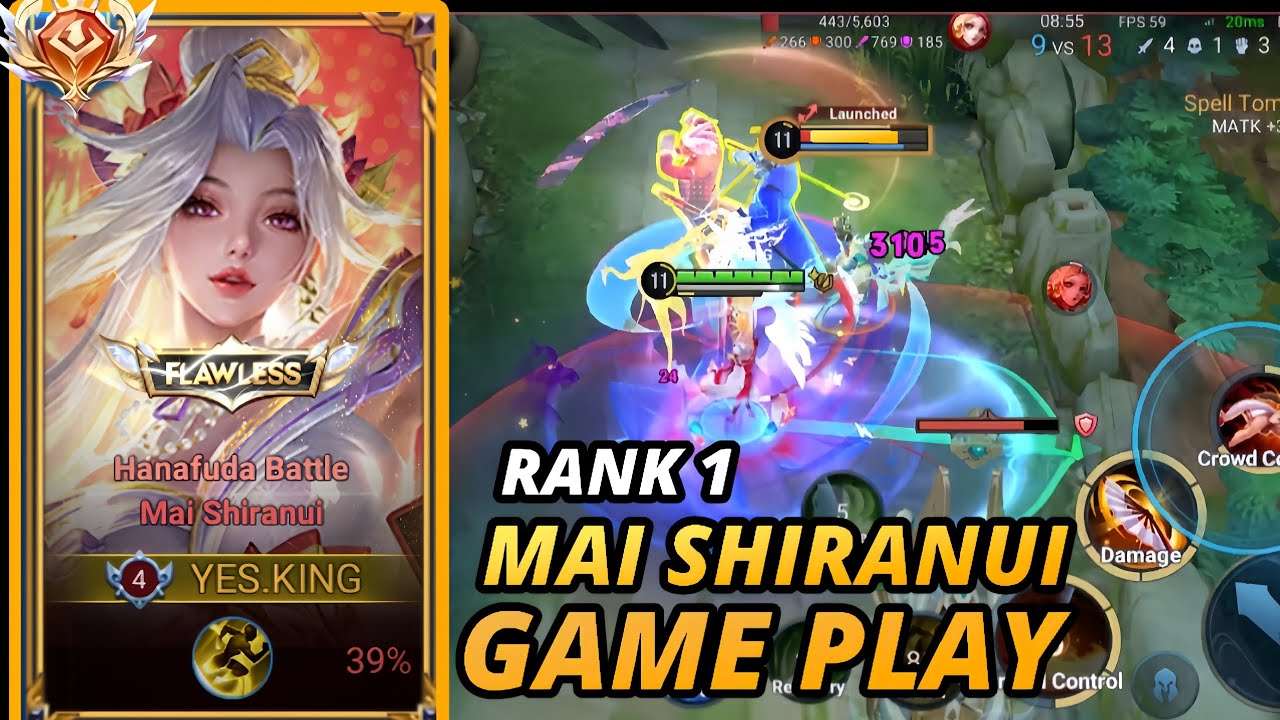 HOK | TOP 1 Mai Shiranui | Game Play 60 FPS   | Kill 11 🤯