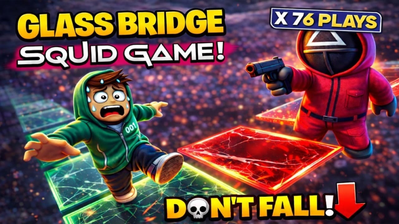ROBLOX SQUID GAME GLASS BRIDGE LIVE 😱 | One Wrong Step = GAME OVER! | X 76 PLAYS