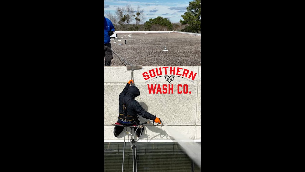 Rope Access Pressure Washing  Building | Southern Wash Co #shorts