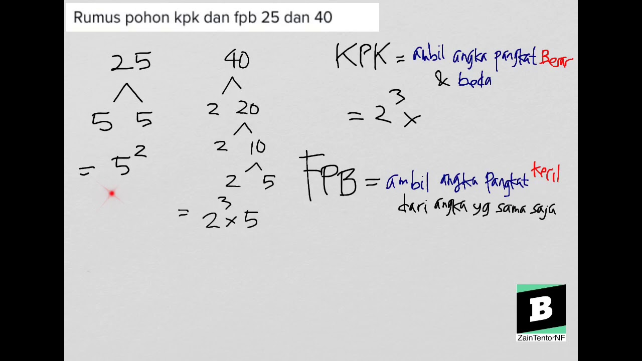 Rumus pohon KPK dan FPB 25 dan 40