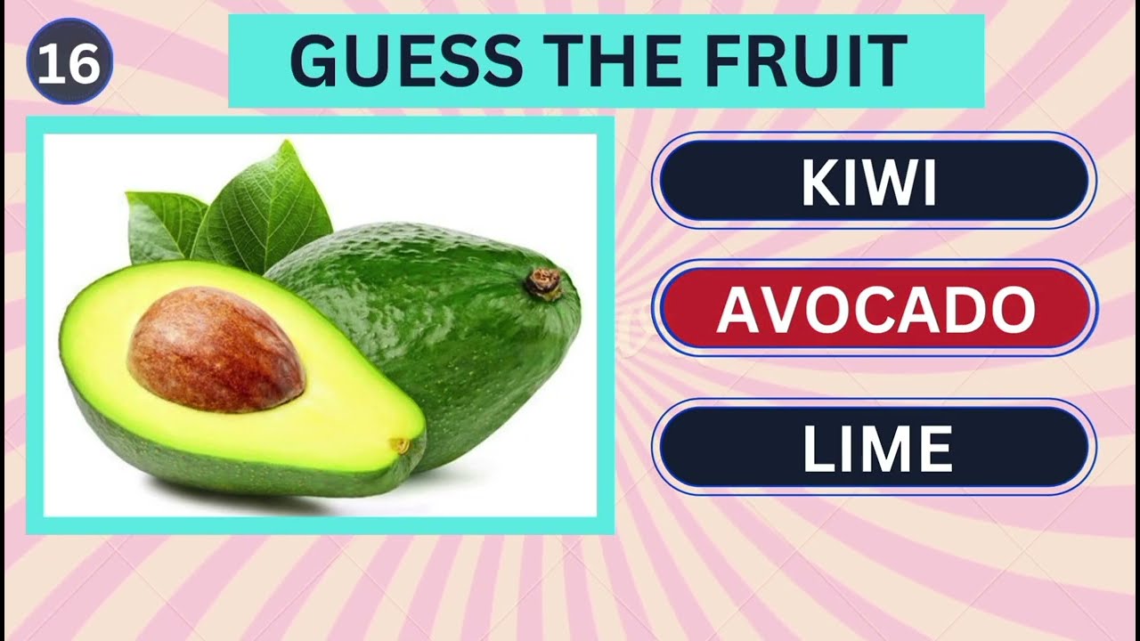 Guess the Fruit Quiz (50 different types of Fruit 🍎🥝🫒) |  Fruit Names 🥭🍏🥑