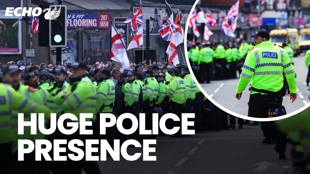 'Say it loud, say it clear' | Huge POLICE PRESENCE as protestors gather on County Road