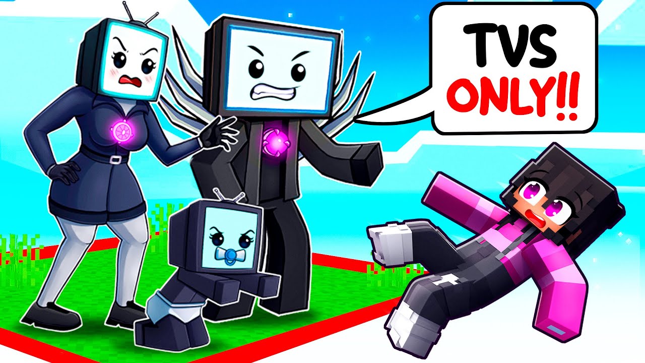 LOCKED on ONE CHUNK with TV FAMILY in Minecraft!