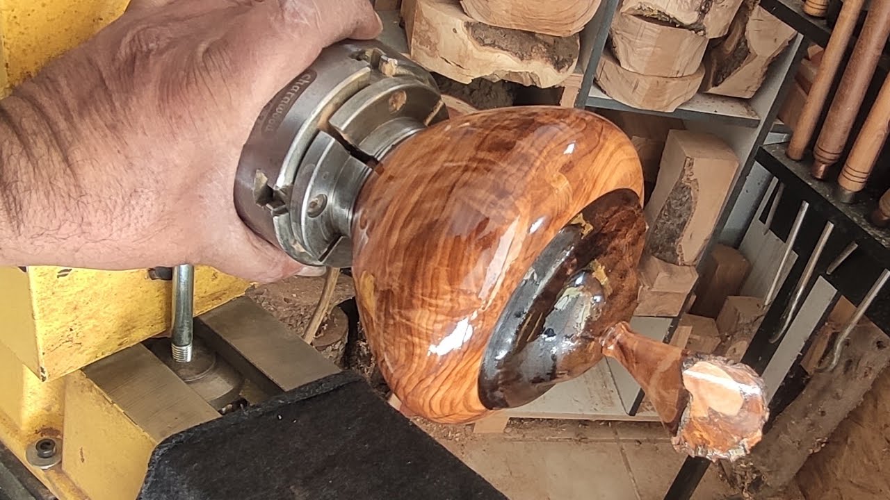 wood turning olive & walnut wood lidded vase