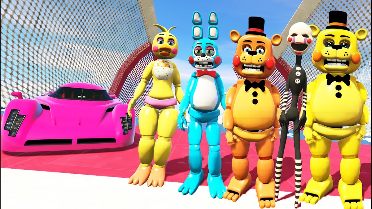 TOY ANIMATRONICS STUNT OFF WORLD'S BIGGEST RAMP EVER! (GTA 5 Mods FNAF Funny Moments)