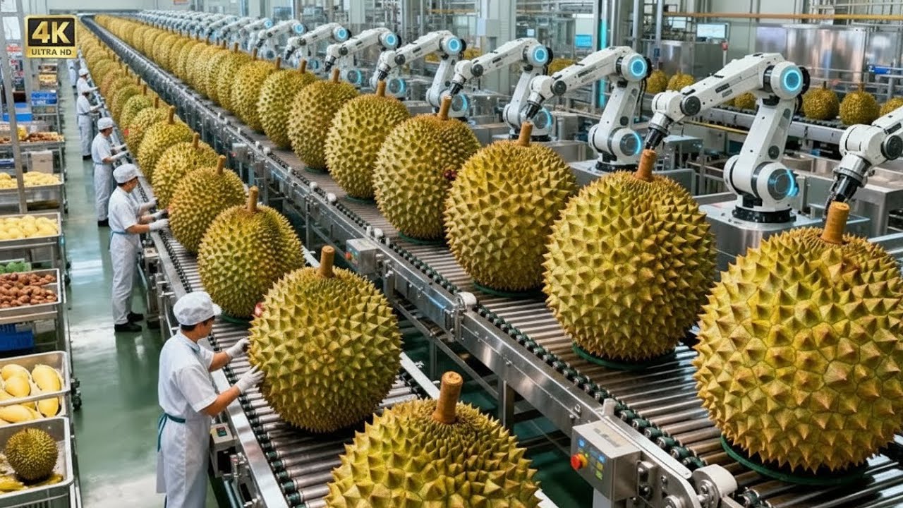 Dans une Usine Moderne deDurian:De la Récolte à la Base de Crème Glacée de Durian(Processus Complet)