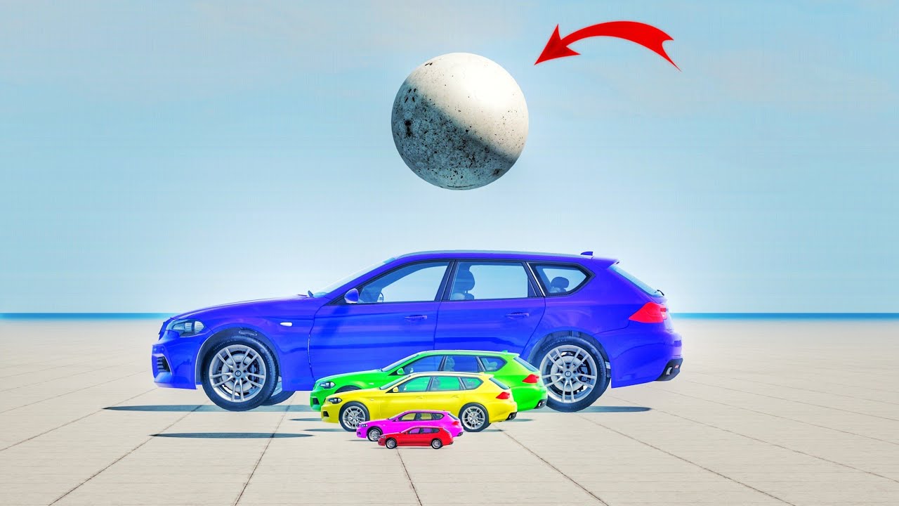 1000 Ton Ball vs Cars - BeamNG.Drive