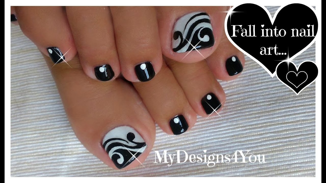 Toenail Art Design | Black and White Pedicure ♥ Diseño de Uñas de Pies