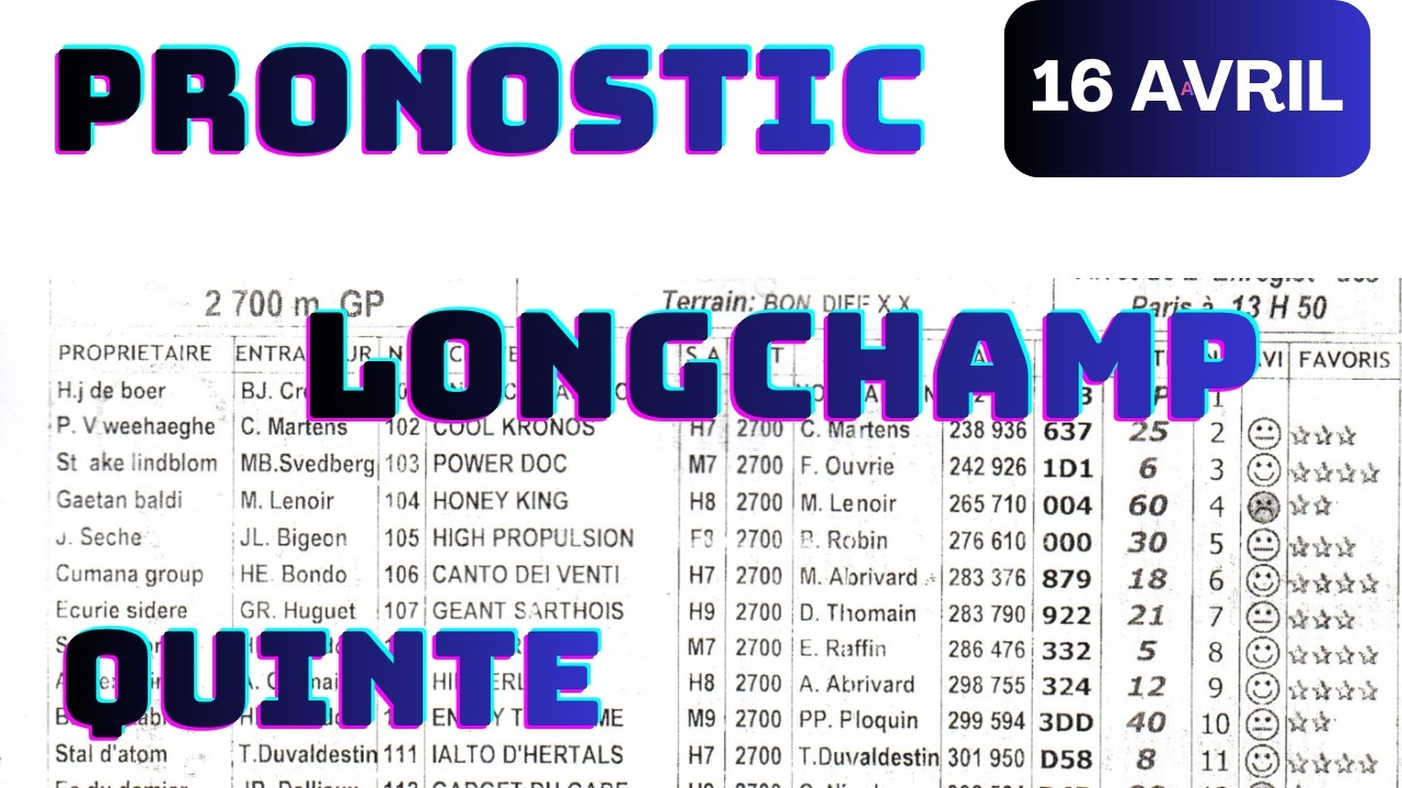 🔥 QUINT&Eacute; DU 16 AVRIL 2026 : BASE SOLIDE + GAGNANT S&Ucirc;R &Agrave; LONGCHAMP