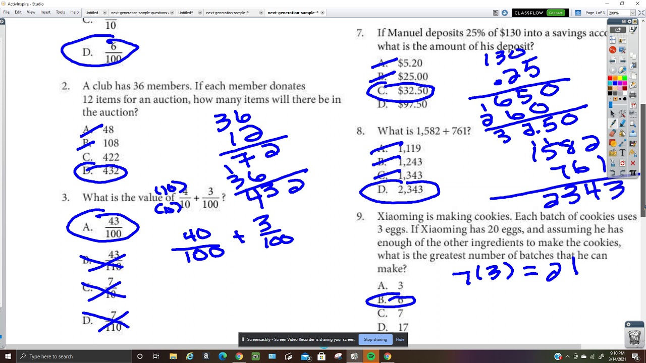 Accuplacer Arithmetic Sample Test