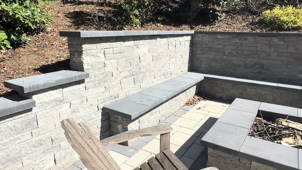 Retaining Wall with Patio and Fire Pit Charlotte NC Lake Wylie Fort Mill Tega Cay Rock Hill SC