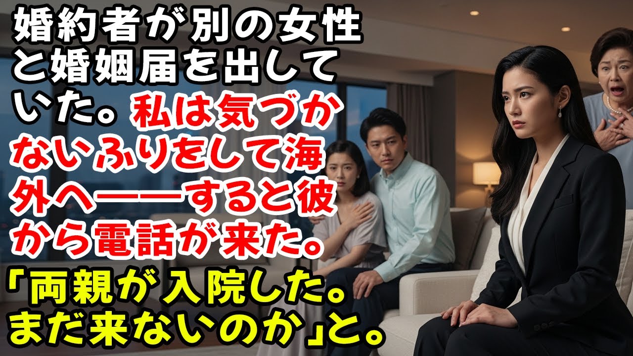 婚約者が別の女性と婚姻届を出していた。私は気づかないふりをして海外へ――すると彼から電話が来た。「両親が入院した。まだ来ないのか」と。