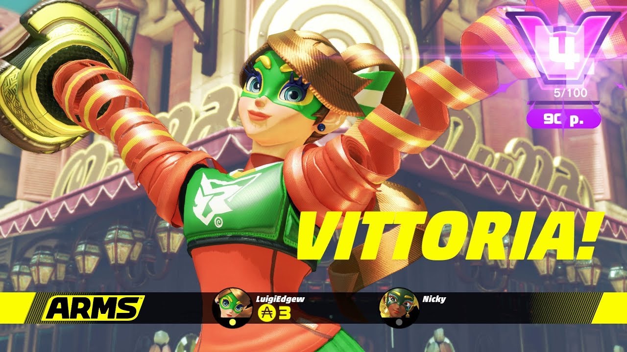 ARMS (Switch) Party Crash: Star Power Showdown - Ribbon Girl vs. Twintelle - Event - Gameplay ITA