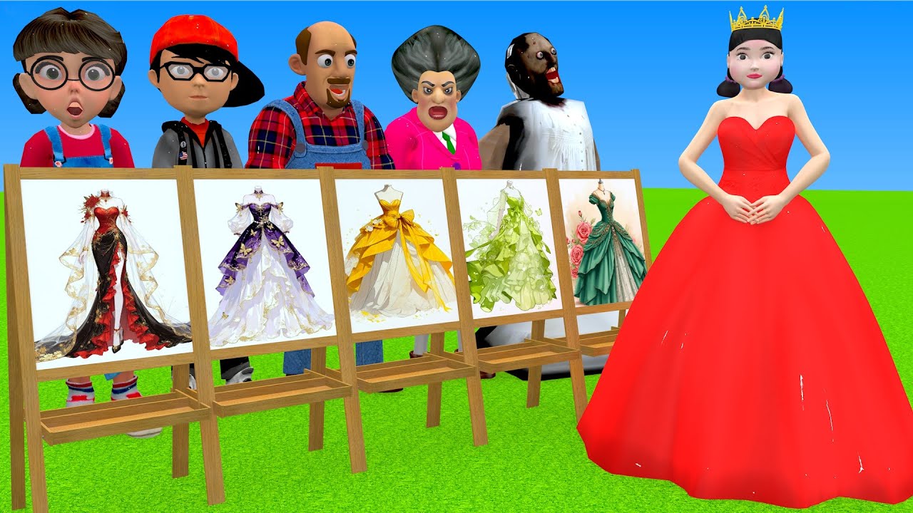 Scary Teacher 3D vs Squid Game Choose Beautiful Princess Dress vs Dressing Room 5 Times Challenger