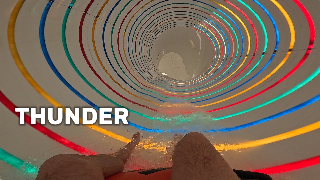 THUNDER Water Slide in Water Park Aquapark FALA Poland, POV 4k