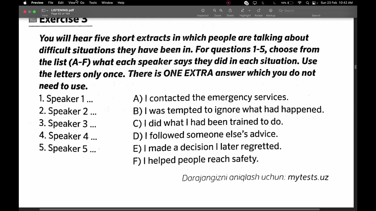 Multilevel listening part 3 exercise 3