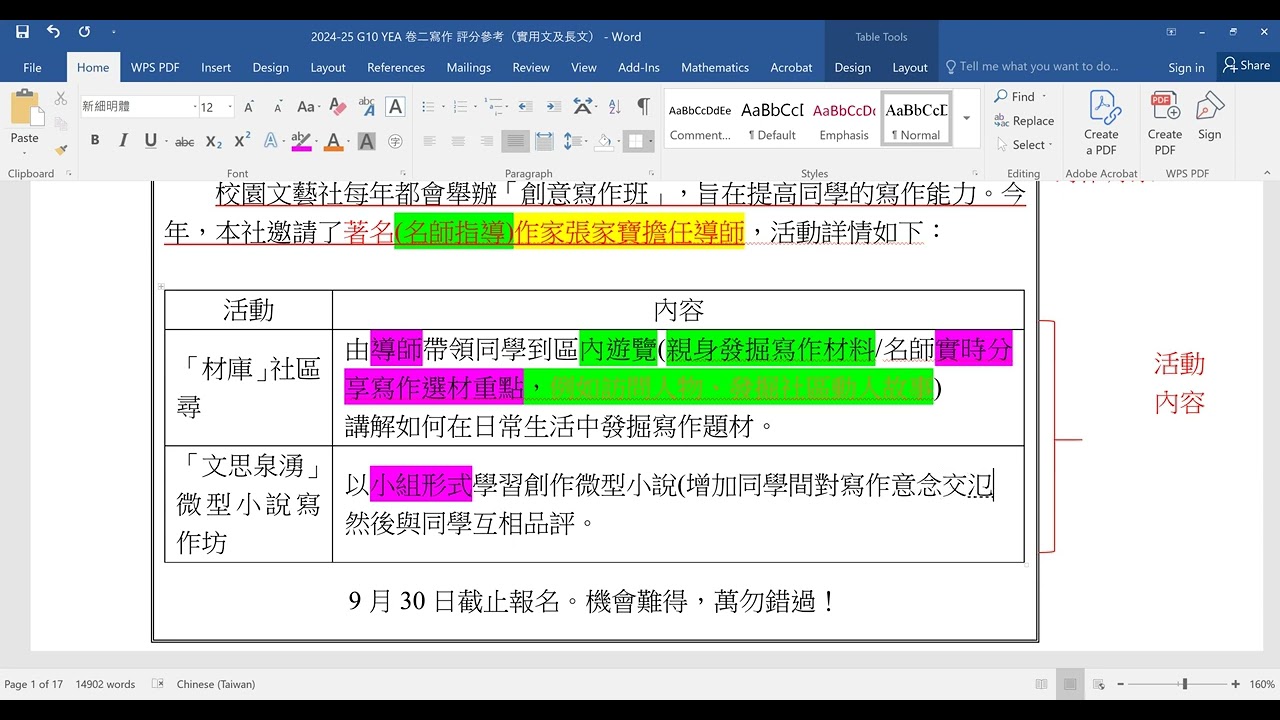 DSE 實用文:公開信  主題:寫作活動利處的拓展與回應