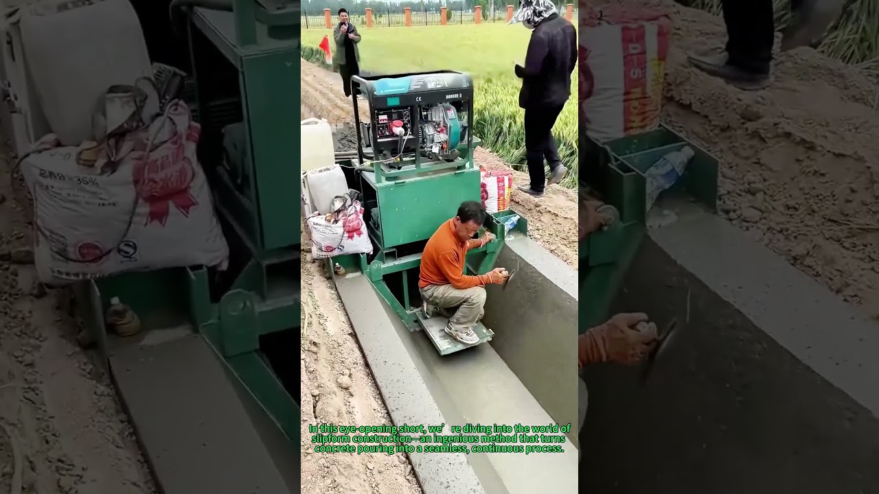 Efficient Slipform Construction: Building a Trapezoidal Water Channel with This Smart Machine