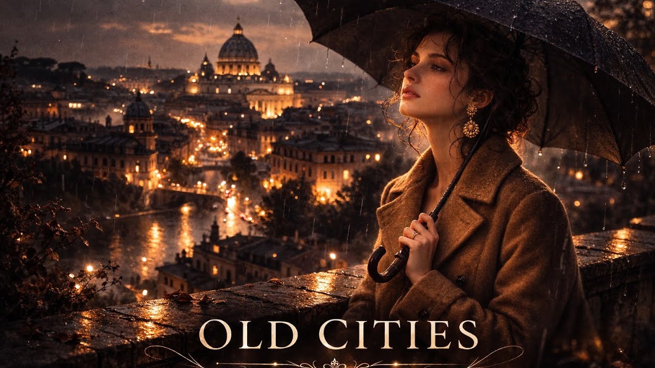 Rainy Rome at Night – A Nostalgic Italian Film Soundtrack | Old Cities