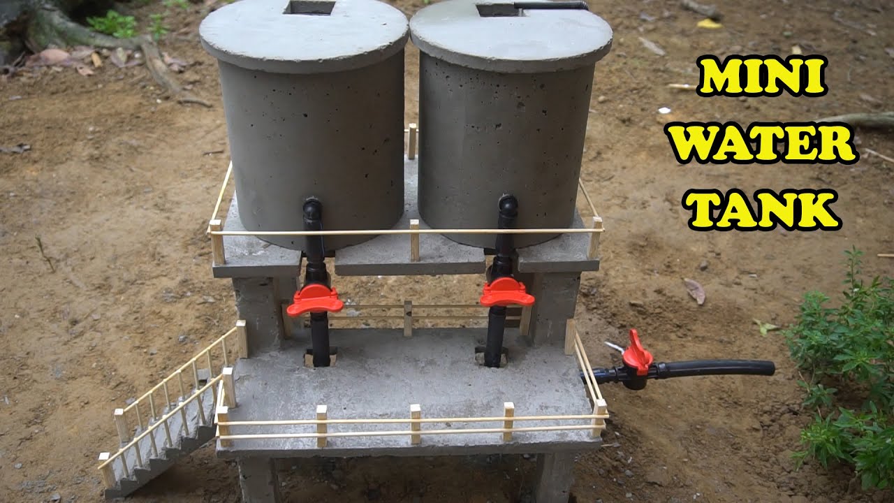 Mini Water Tank Construction. Tower Construction With 2 Water Tanks Very Simple. Cement Water Tank