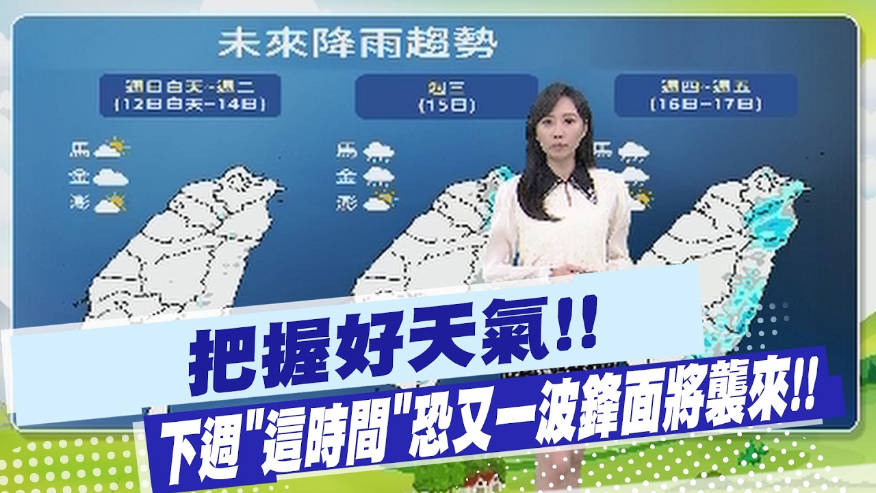 【黃韵筑報氣象】把握好天氣!! 下週