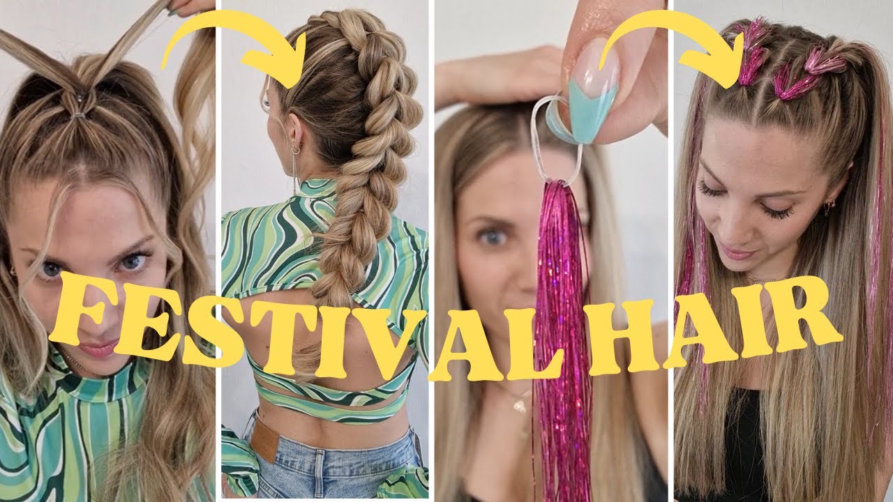🤩🌴 BELLE COIFFURE pour FESTIVAL🌴 ASTUCE FAUSSE TRESSE COLLÉE FACILE A FAIRE SOI MÊME🌴