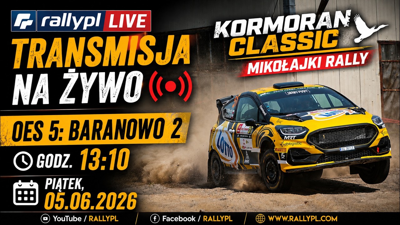 🎥 LIVE: Mikołajki Rally 2026 - OS5 Baranowo 2 - Kormoran Classic