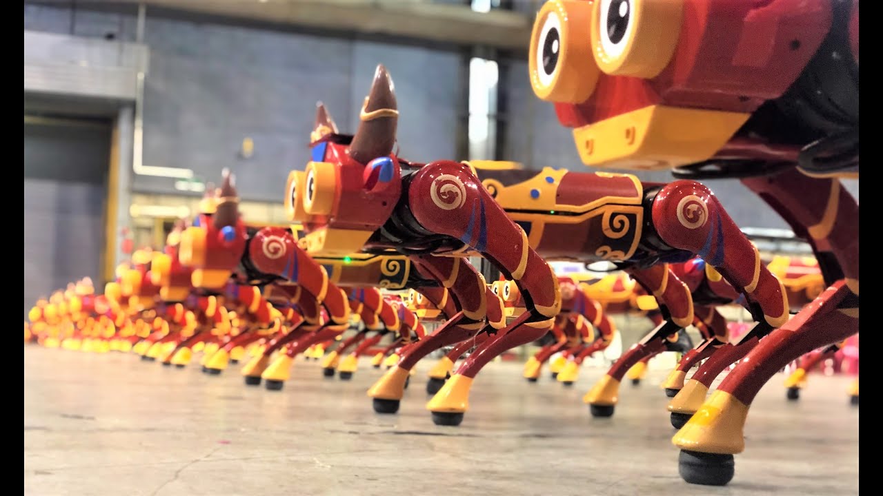 Group dancing robot bulls on the CCTV 2021 Spring Festival Gala in China