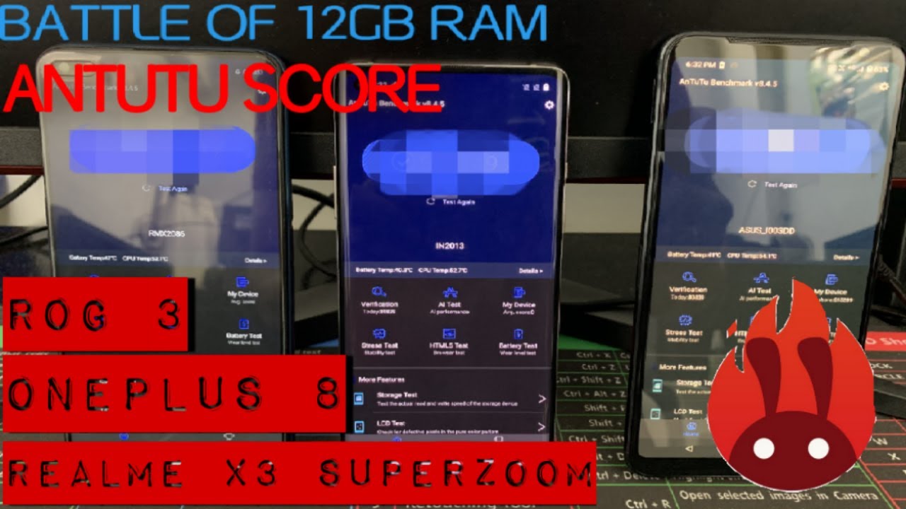 ROG 3 VS ONEPLUS 8 VS REALME X3 SUPERZOOM ANTUTUBENCHMARK