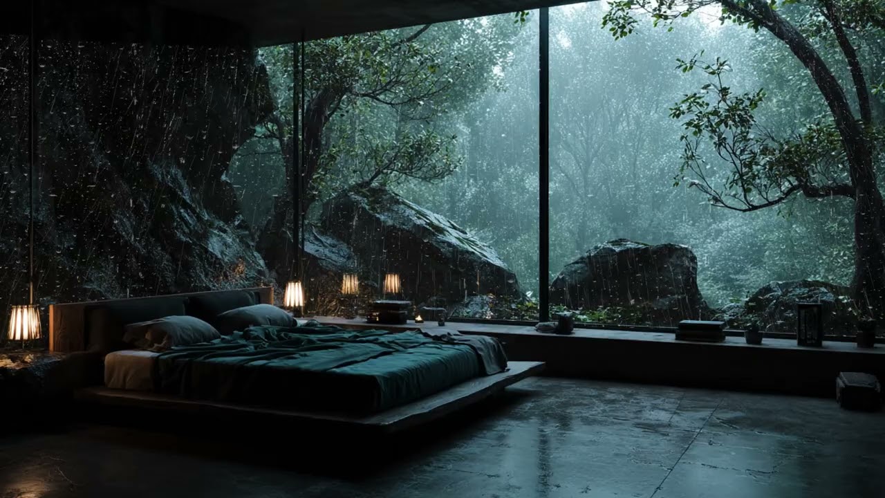 Powerful Thunderstorm Outside the Window 🌩 3 Hours of Relaxing Rain Sounds