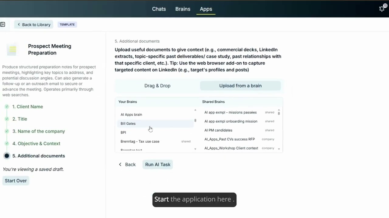 How to prepare a prospect meeting using our workflow template in VirtualBrain