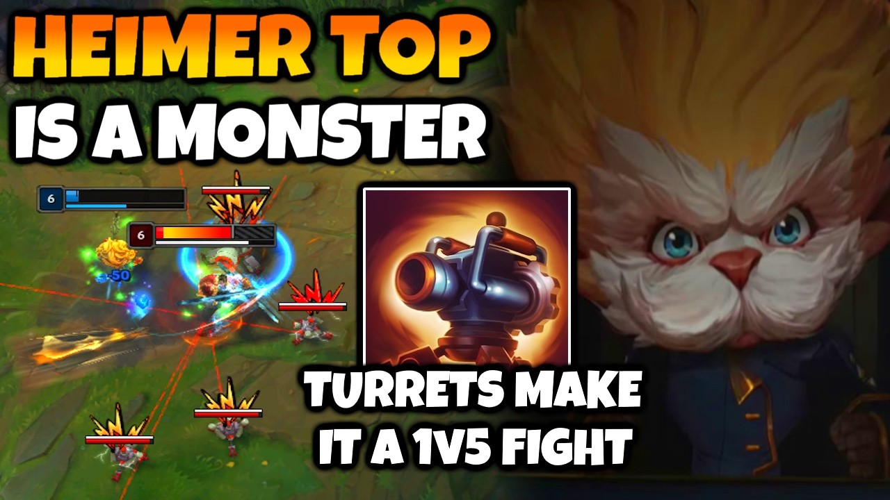 Heimerdinger Top literally turns lane into a 5v1 with his turrets. Good luck if you're melee.