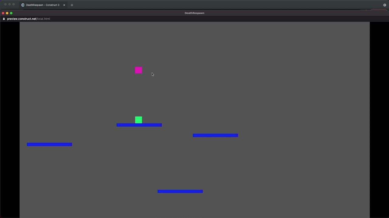Creating Death and spawn points in your Platforming game in Construct 3